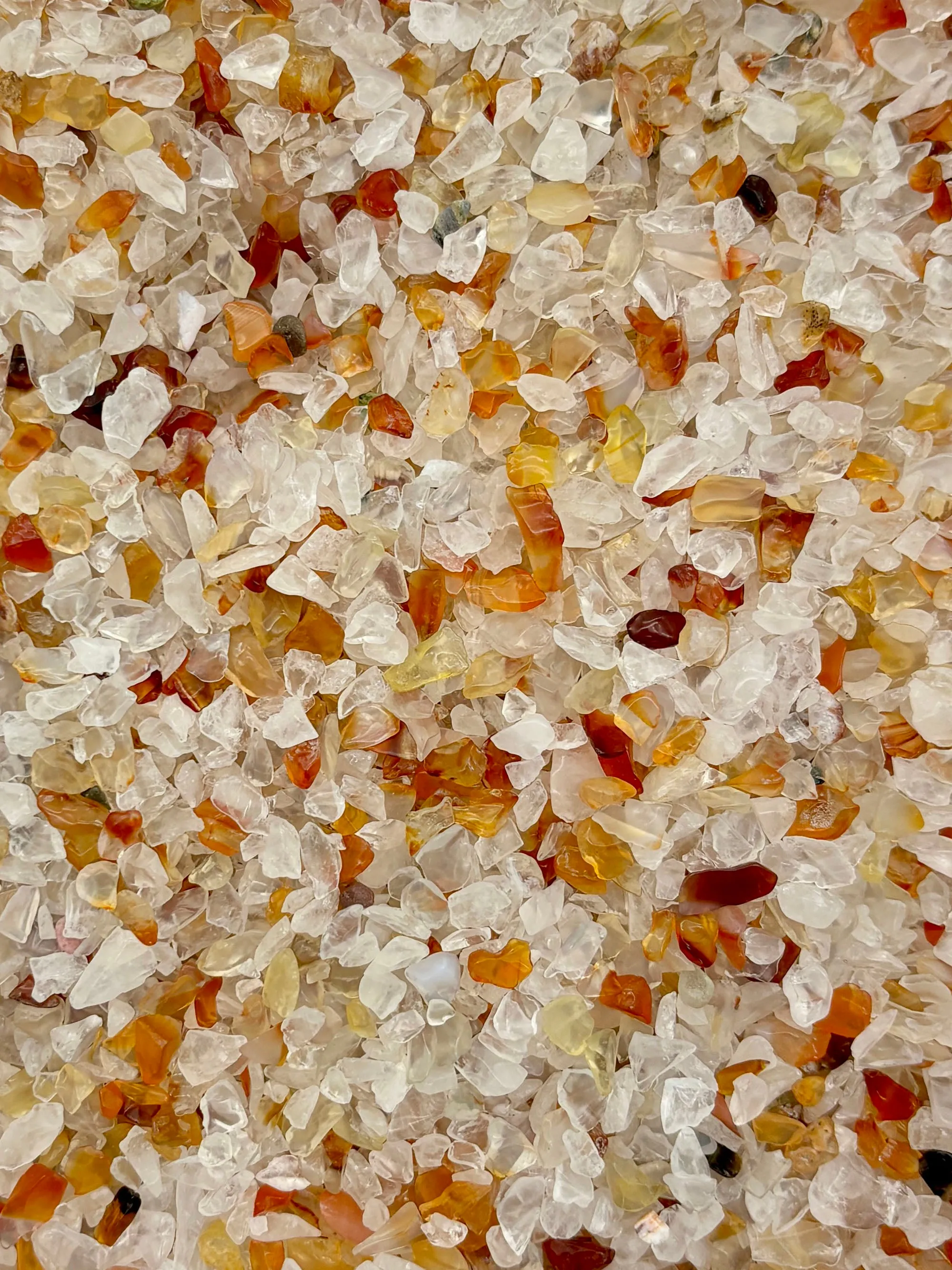 100g Natural Brown Tan  Orange and Clear Agate Gemstone Chunk Chips, Gem Stone Nuggets, Multisize No Hole Polished Tumbled Rocks C81