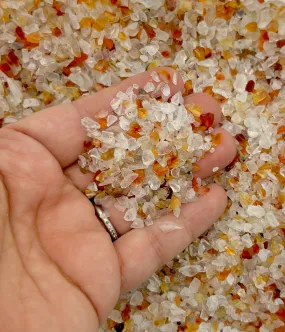 100g Natural Brown Tan  Orange and Clear Agate Gemstone Chunk Chips, Gem Stone Nuggets, Multisize No Hole Polished Tumbled Rocks C81