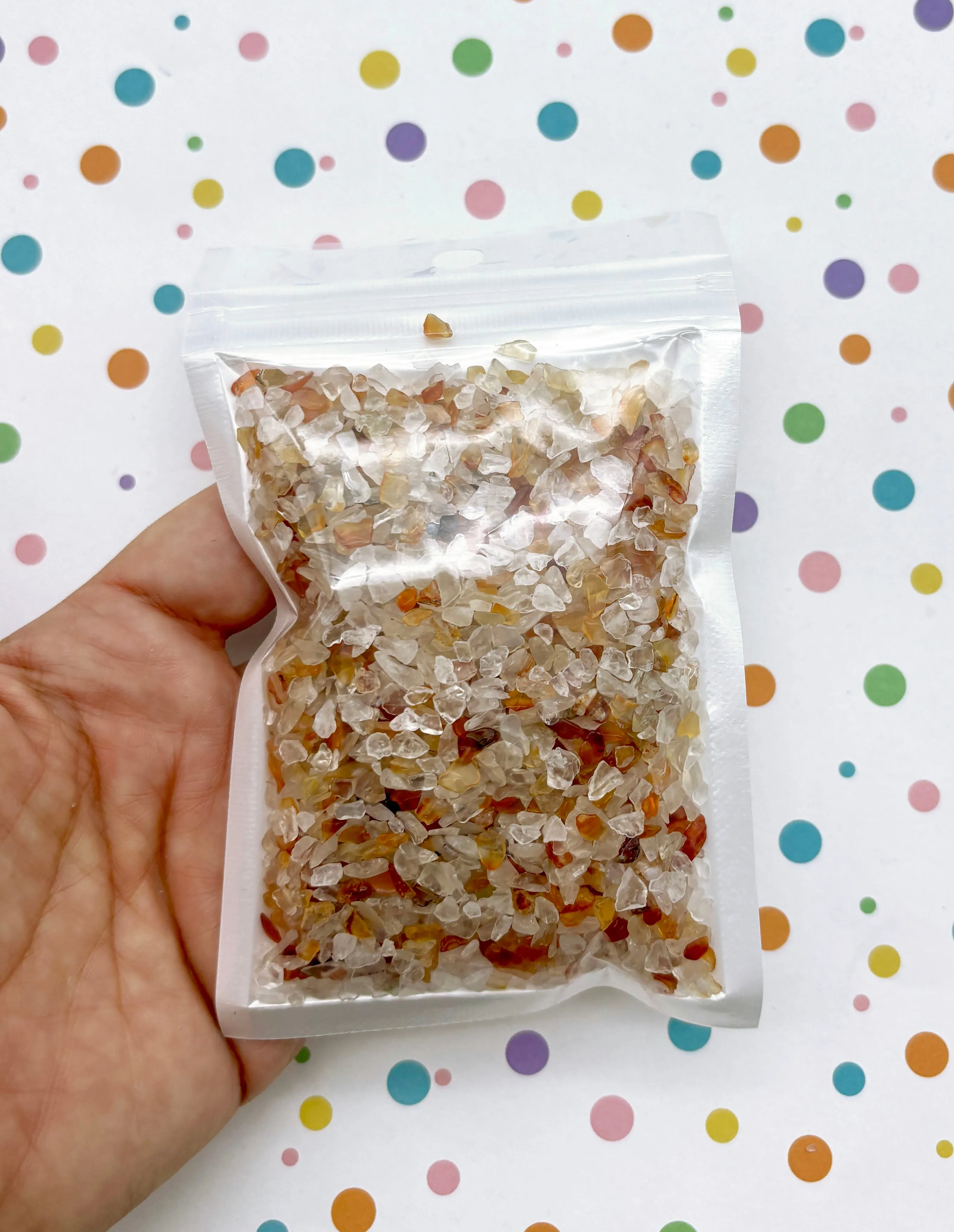 100g Natural Brown Tan  Orange and Clear Agate Gemstone Chunk Chips, Gem Stone Nuggets, Multisize No Hole Polished Tumbled Rocks C81