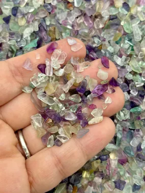100g Purple and Green Flourite Natural Gemstone Chunk Chips, Gem Stone Nuggets, Multisize No Hole Polished Tumbled Rocks C85
