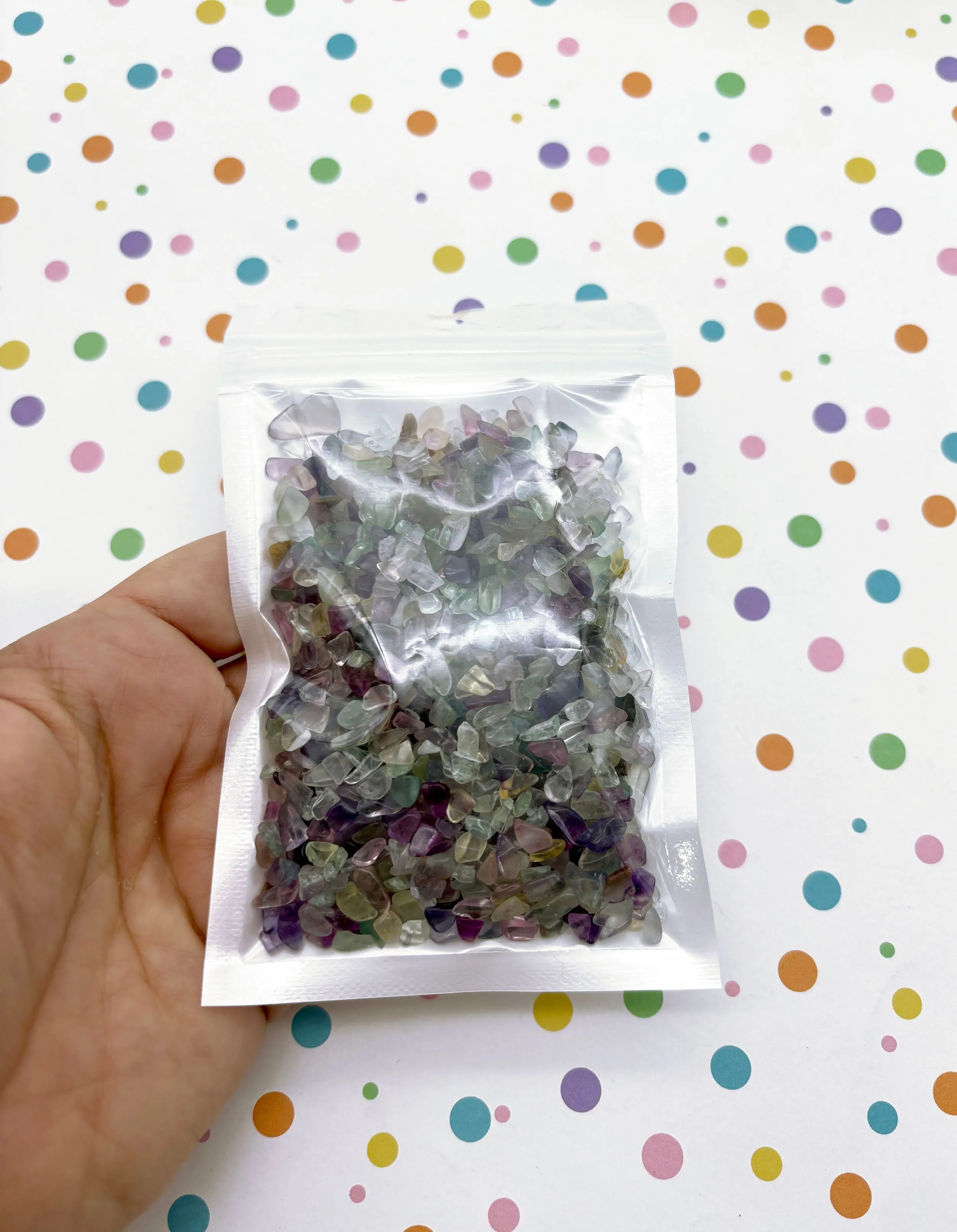 100g Purple and Green Flourite Natural Gemstone Chunk Chips, Gem Stone Nuggets, Multisize No Hole Polished Tumbled Rocks C85