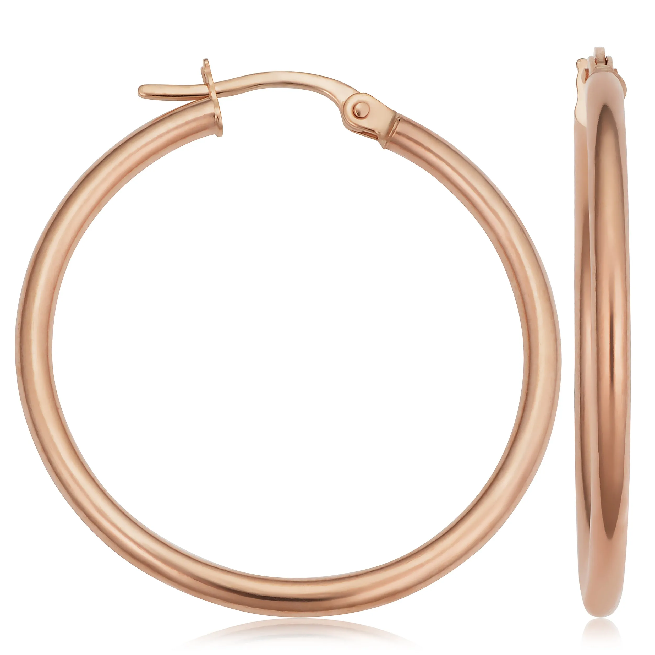 10k Rose Gold Polished Hoop Earrings (2x25 mm)