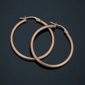 10k Rose Gold Polished Hoop Earrings (2x25 mm)