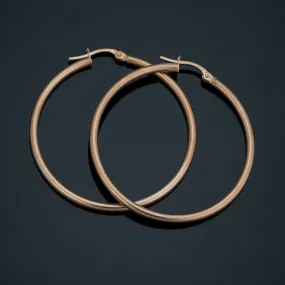 10k Rose Gold Polished Hoop Earrings (2x35 mm)