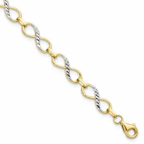 10k Two Tone Gold Infinity Fancy Bracelet