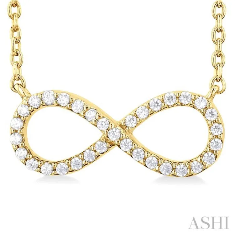 1/10 Ctw Round Cut Diamond Infinity Pendant in 10K Yellow Gold