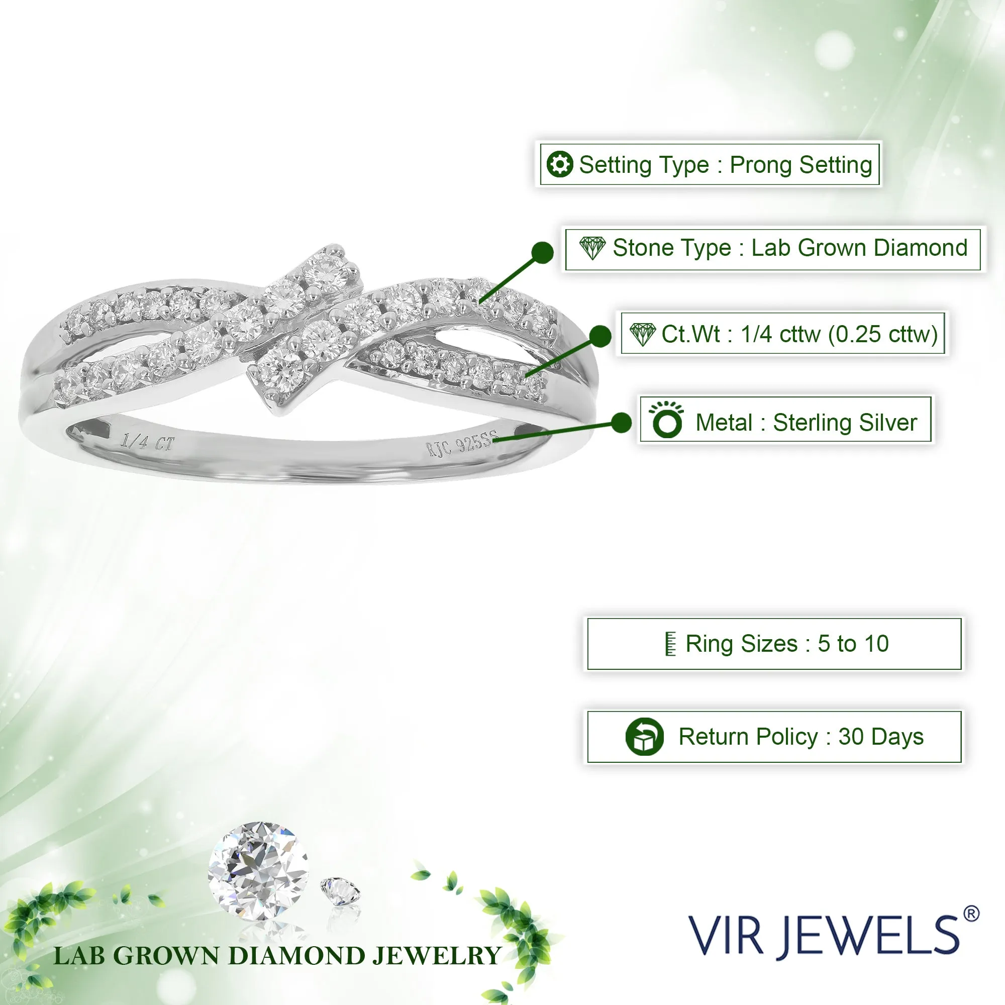 1/4 cttw Lab Grown Diamond Infinity Wedding Band in Silver