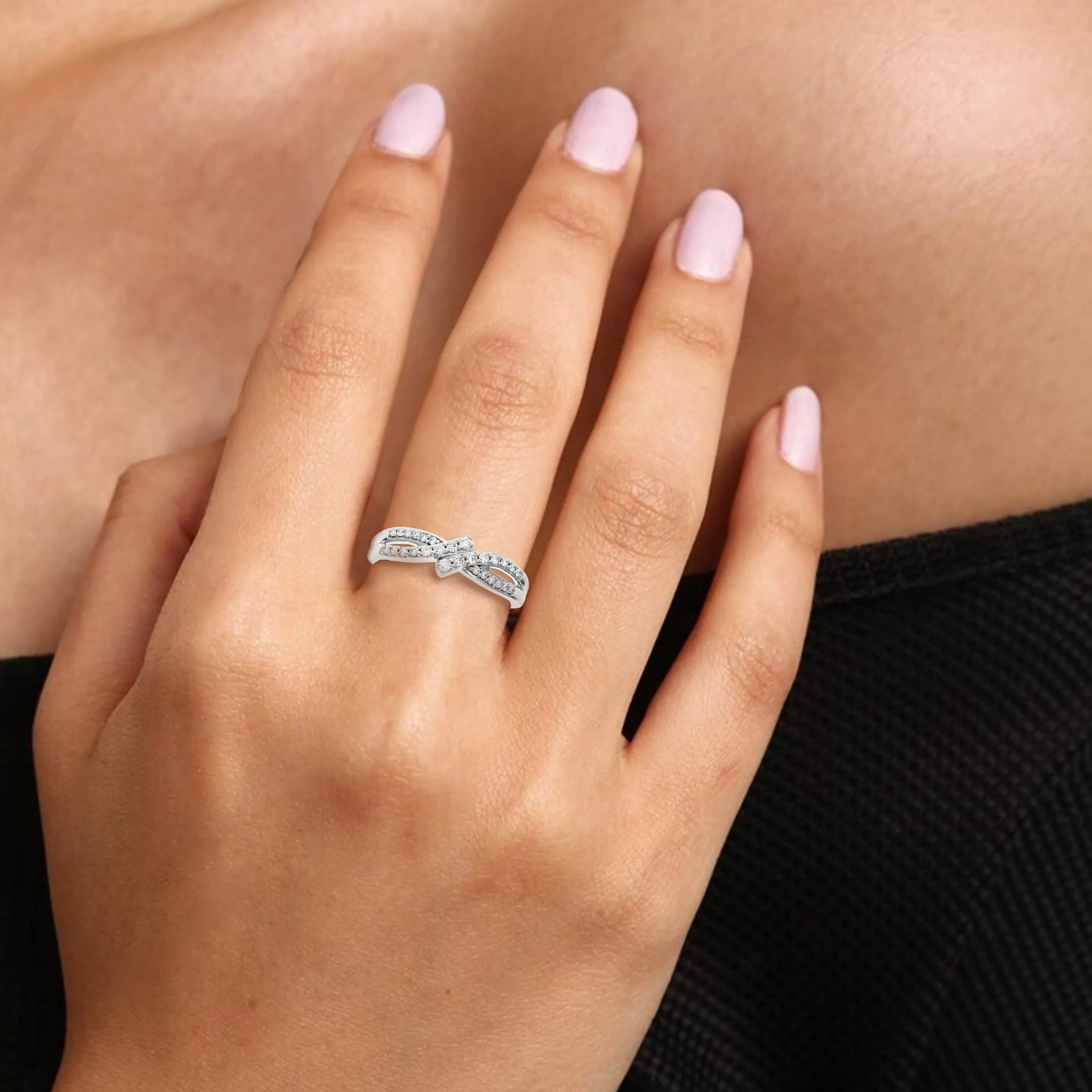 1/4 cttw Lab Grown Diamond Infinity Wedding Band in Silver