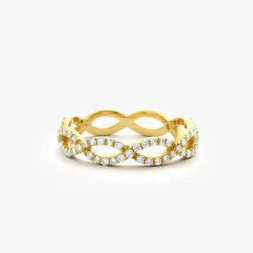 14K Gold Micro Pave Set Diamond Infinity Ring