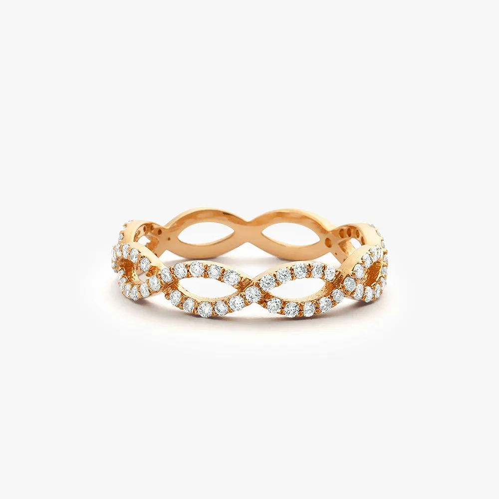 14K Gold Micro Pave Set Diamond Infinity Ring