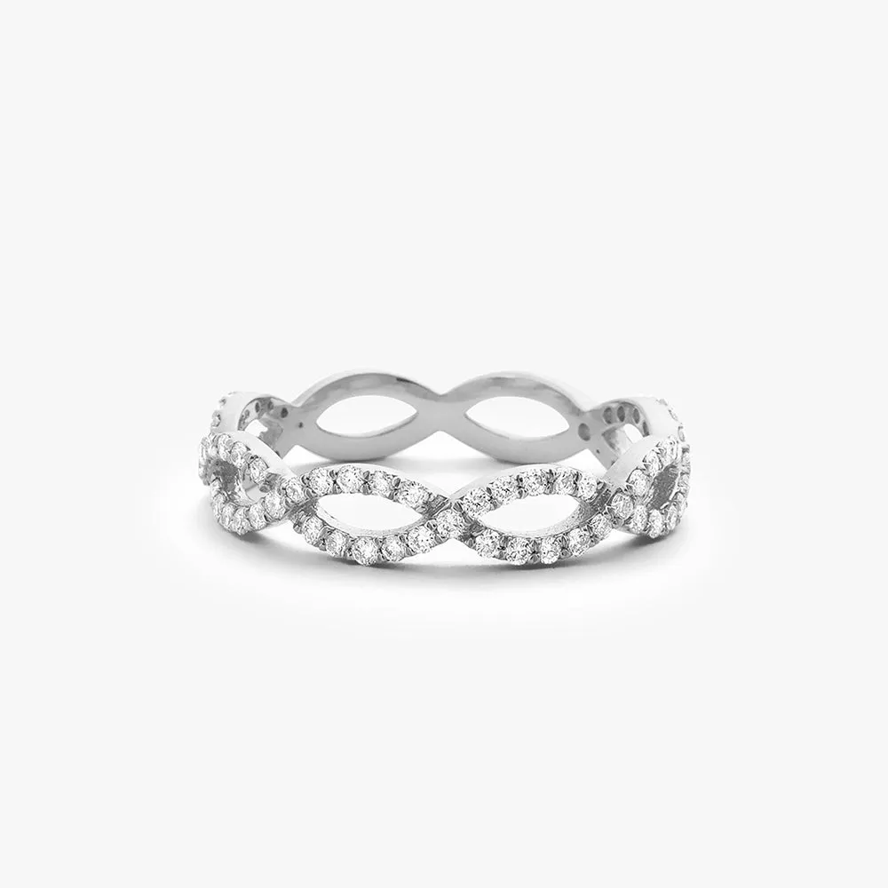 14K Gold Micro Pave Set Diamond Infinity Ring