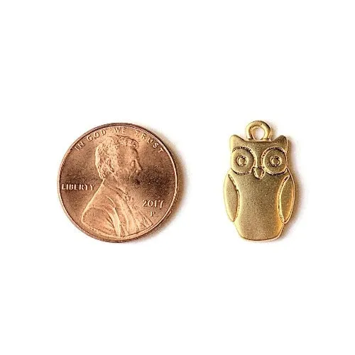 14K Matte Owl Charm Pendant