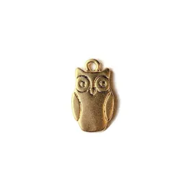 14K Matte Owl Charm Pendant
