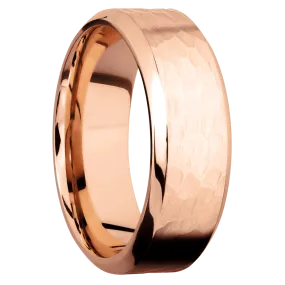14K Rose Gold with Hammer , Polish Finish