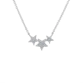 14KT GOLD DIAMOND THREE STAR NECKLACE