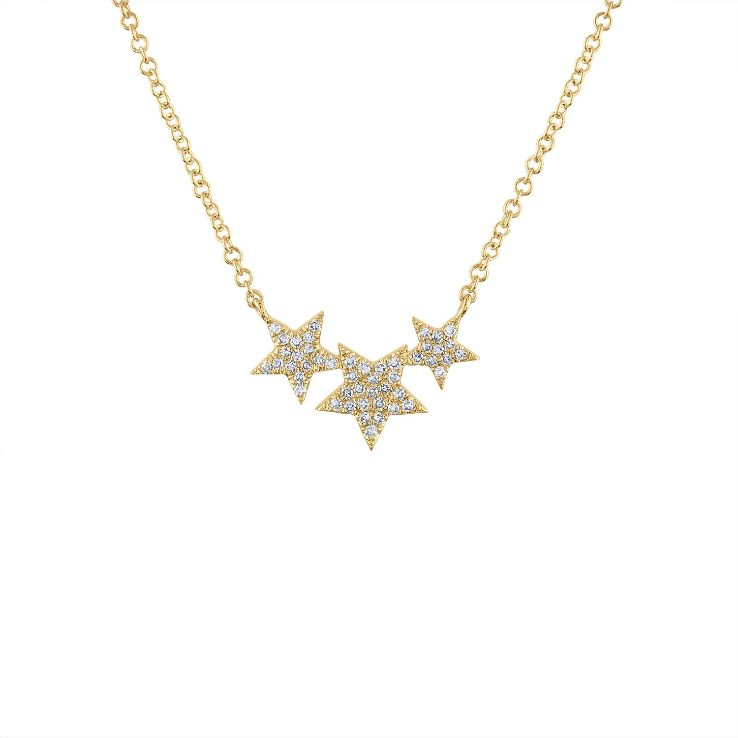 14KT GOLD DIAMOND THREE STAR NECKLACE