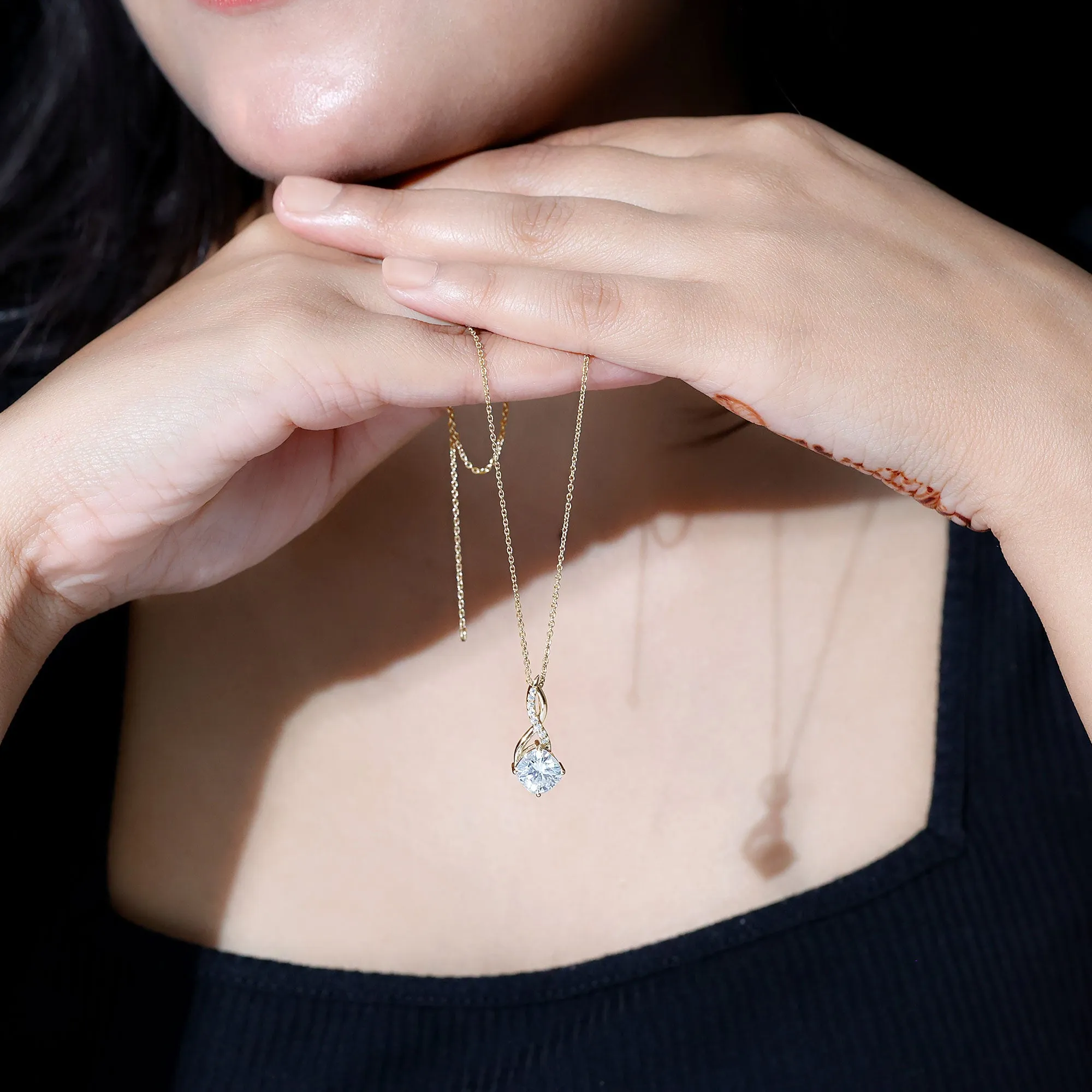 3.25 CT Round and Cushion Cut Moissanite Infinity Pendant