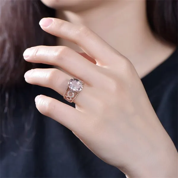 4.5ct Morganite Diamond Twisted Infinity Love Ring