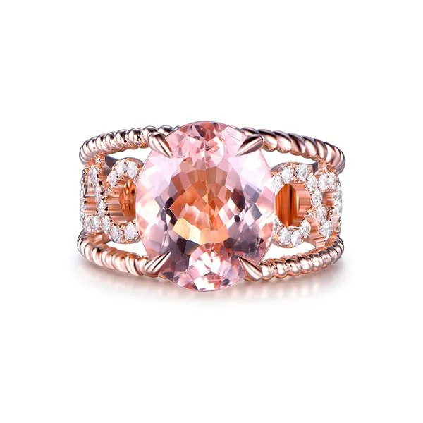 4.5ct Morganite Diamond Twisted Infinity Love Ring