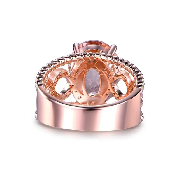 4.5ct Morganite Diamond Twisted Infinity Love Ring