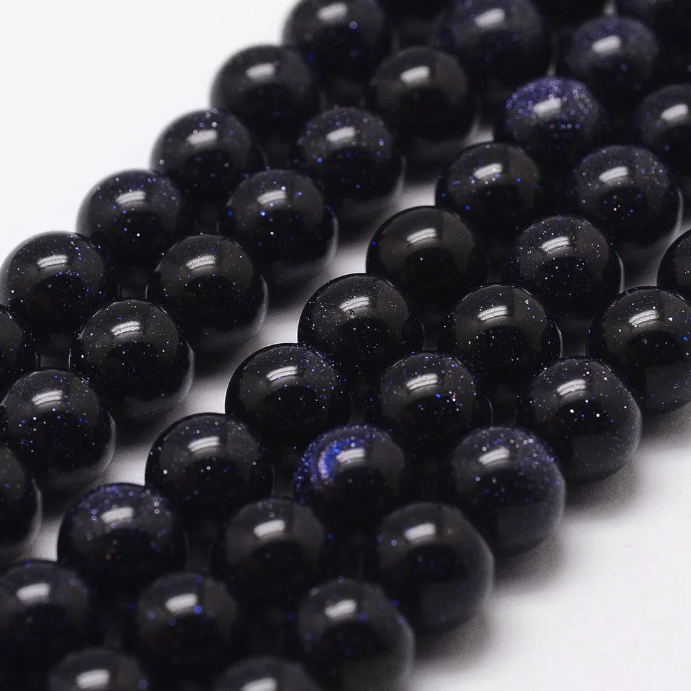 6mm Goldstone Blue (Synthetic) Beads 15-16" Strand