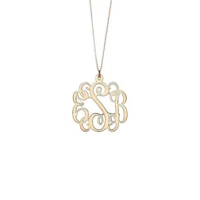 925 Sterling Silver Personalized Fancy Script Monogram Necklace Adjustable 16”-20”