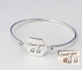 925 Sterling Silver Personalized Signature Hexagon Bangle