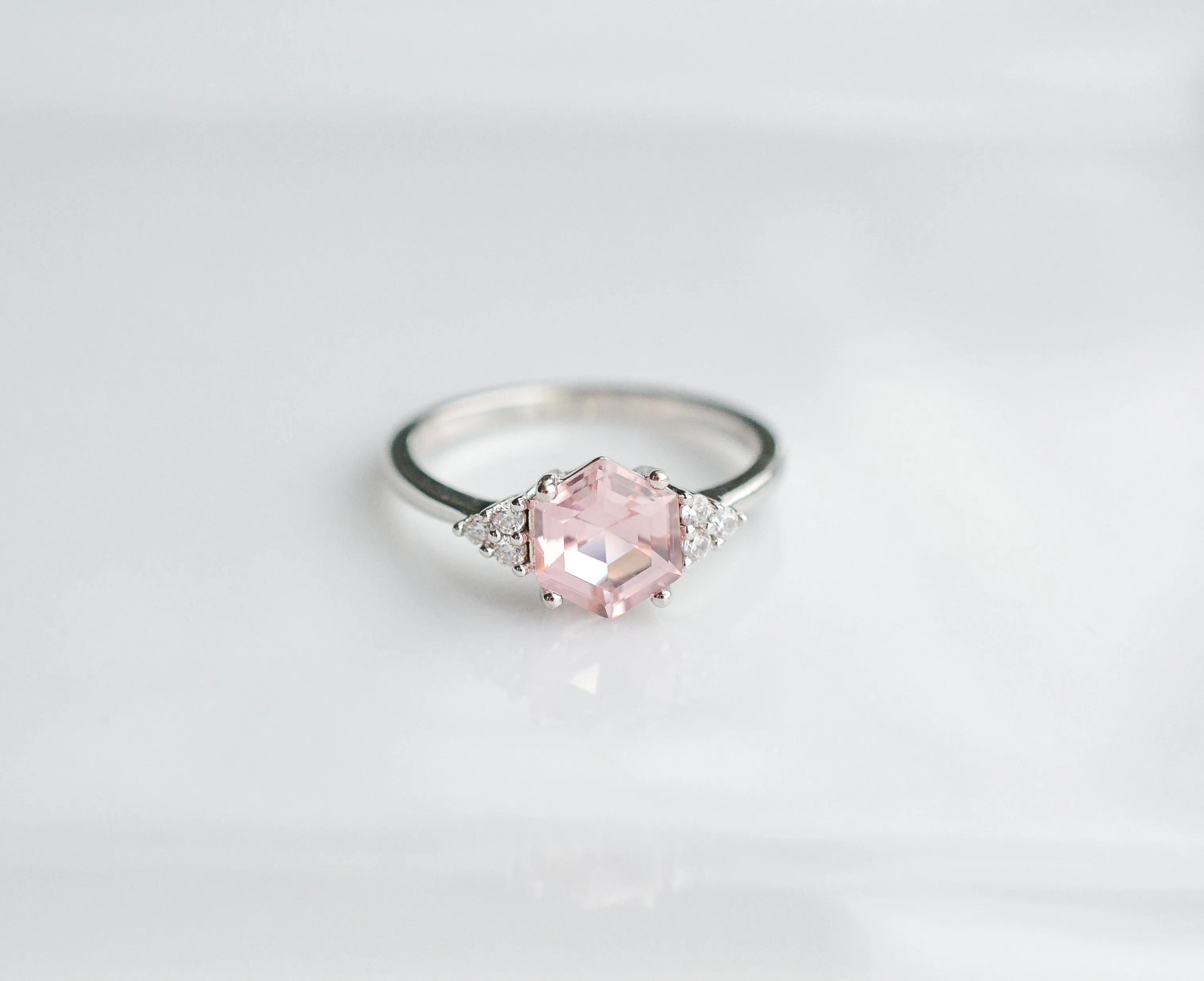 Amber Hexagon Morganite Ring