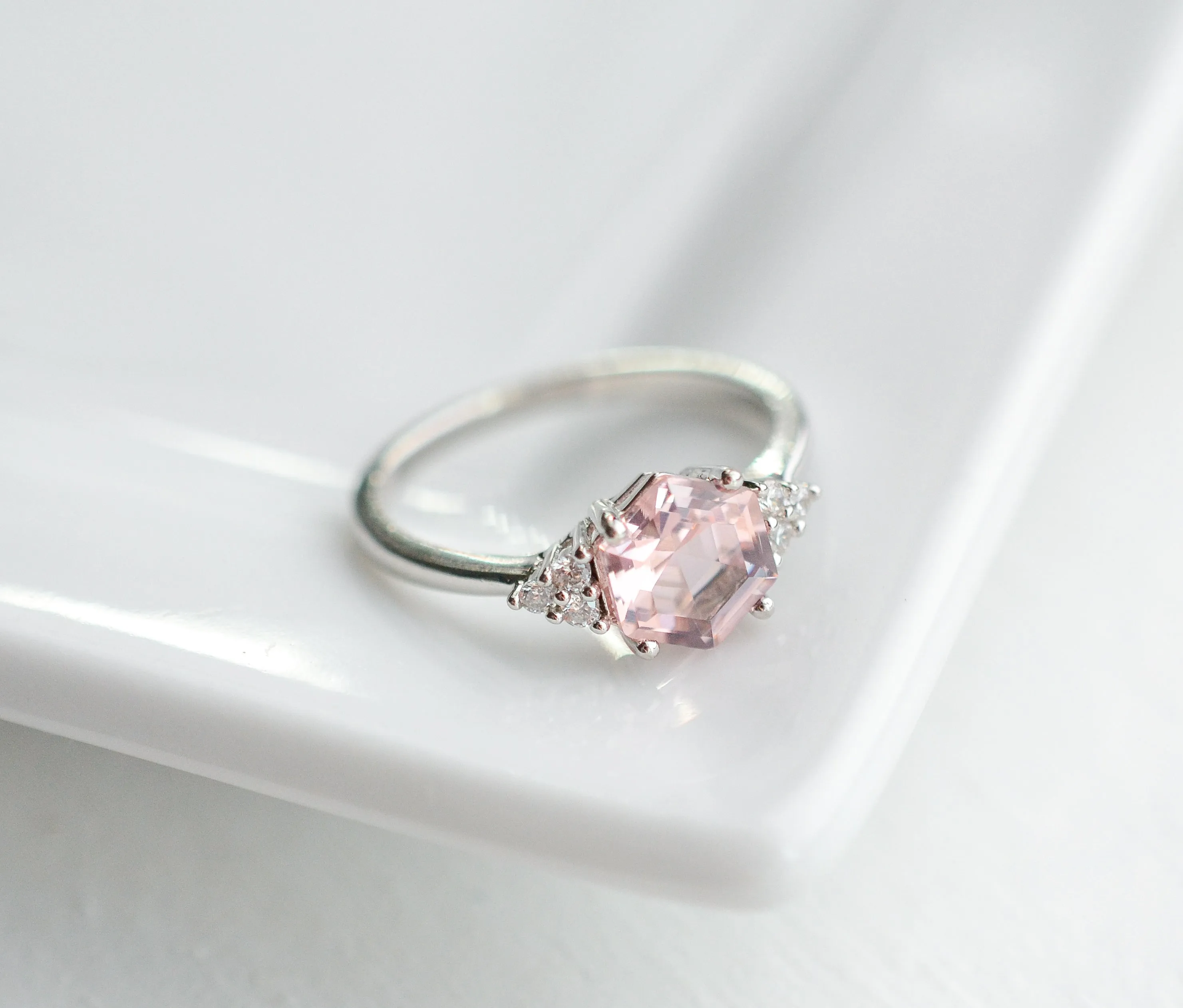 Amber Hexagon Morganite Ring