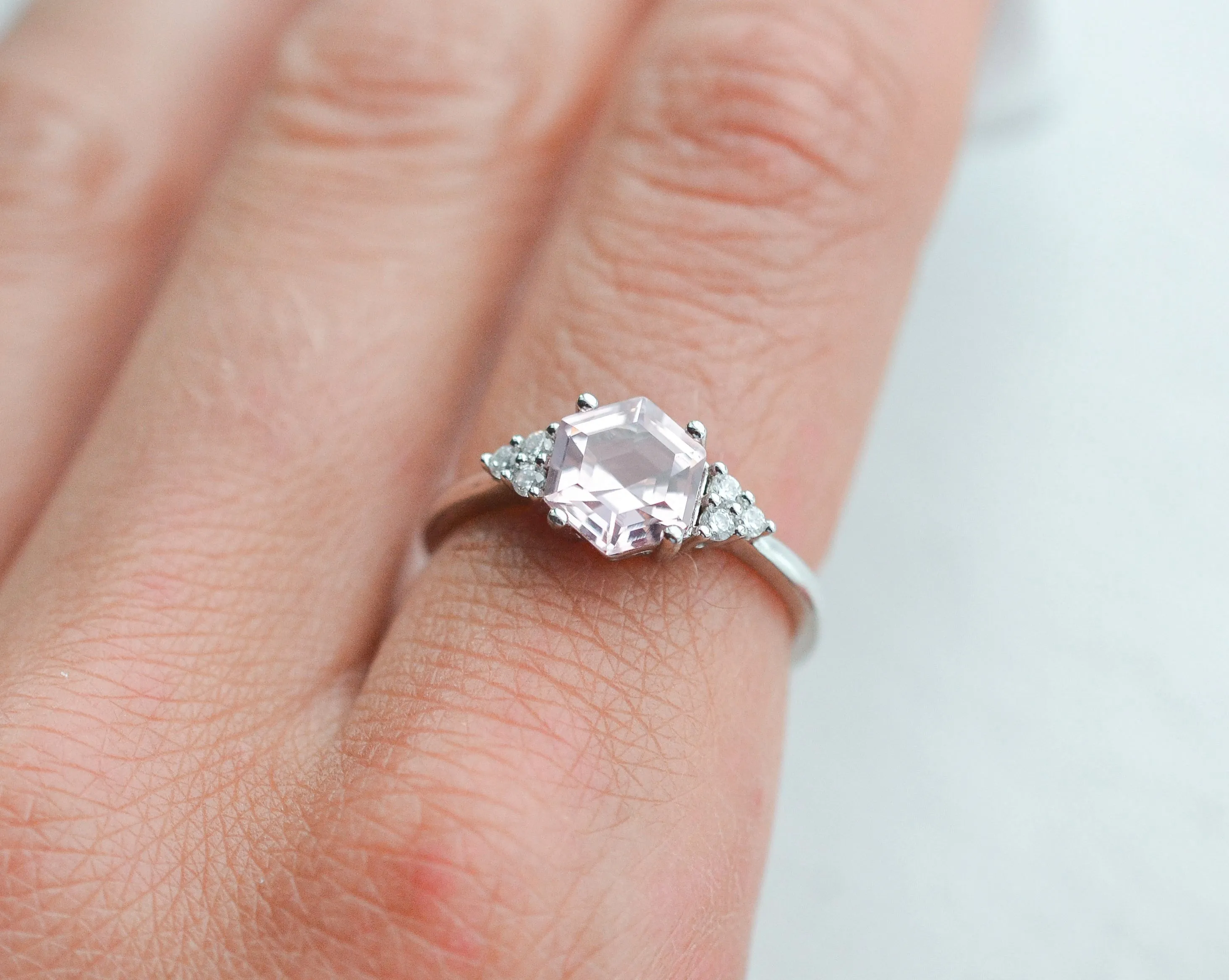 Amber Hexagon Morganite Ring