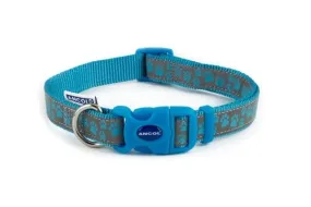 Ancol Fashion Nylon Adjustable Collar Blue Paw 30-50cm Sz2-5