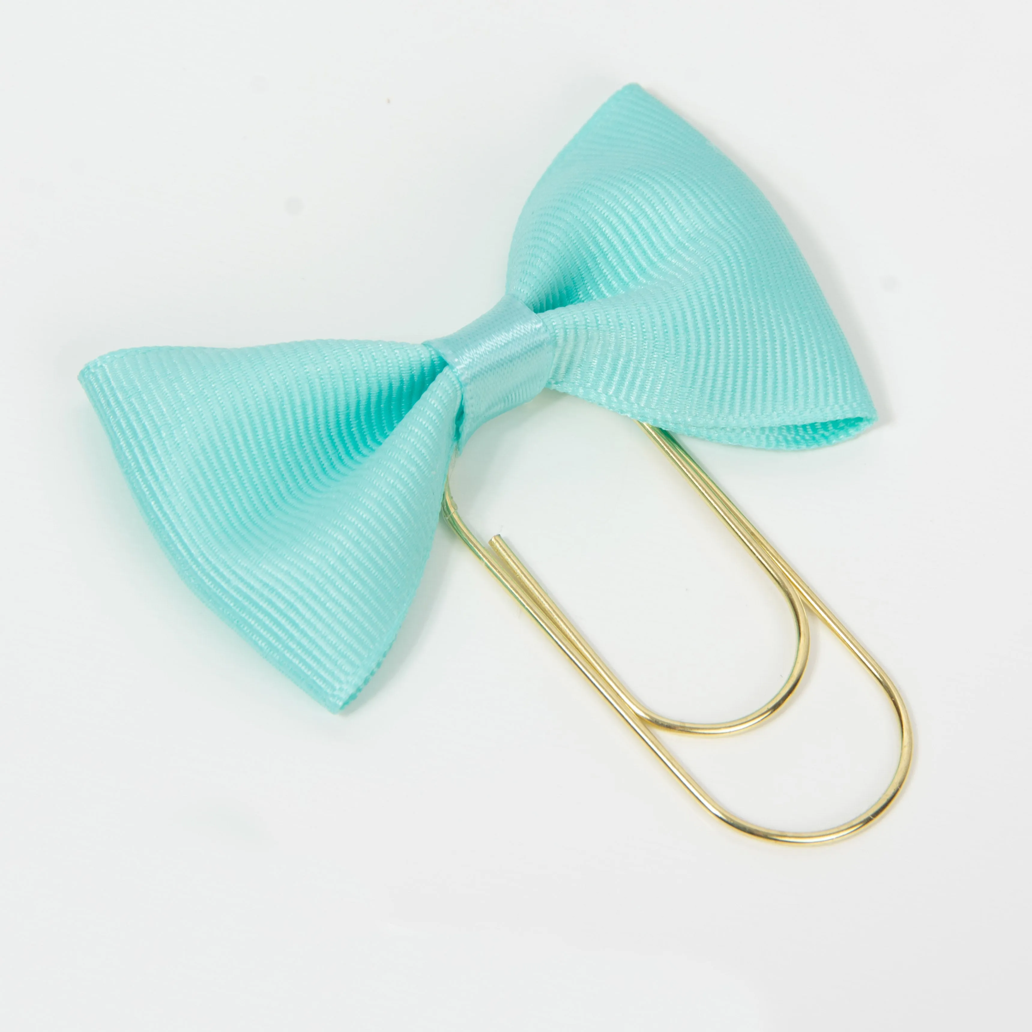 Aqua Bow Wide Planner Clip - Bookmark in Silver, Gold or Rose Gold