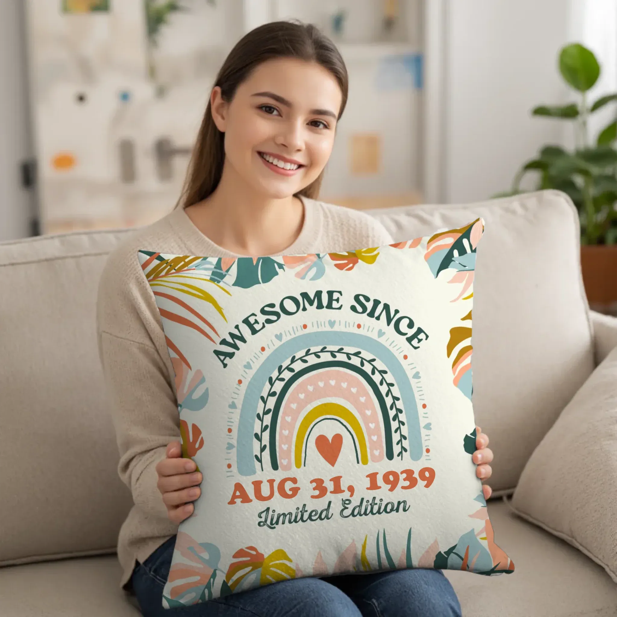 Awesome Since - Custom Date - 
 Personalized Gifts For Her - Pillow