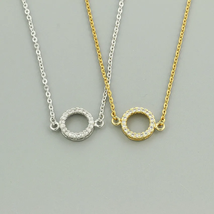 B016 paved circle eternity charm bracelet