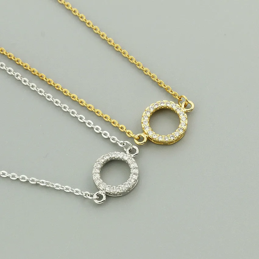B016 paved circle eternity charm bracelet