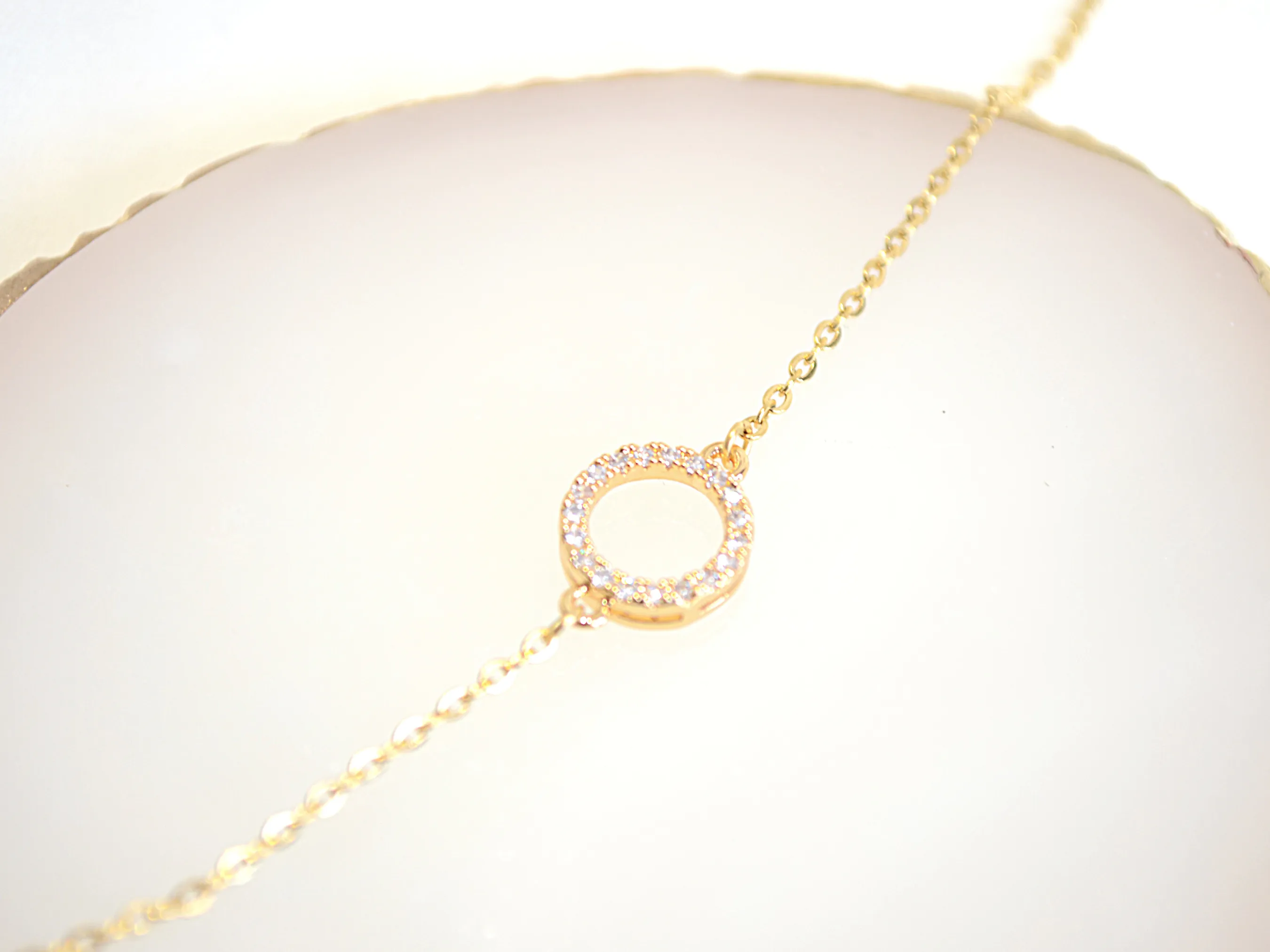 B016 paved circle eternity charm bracelet