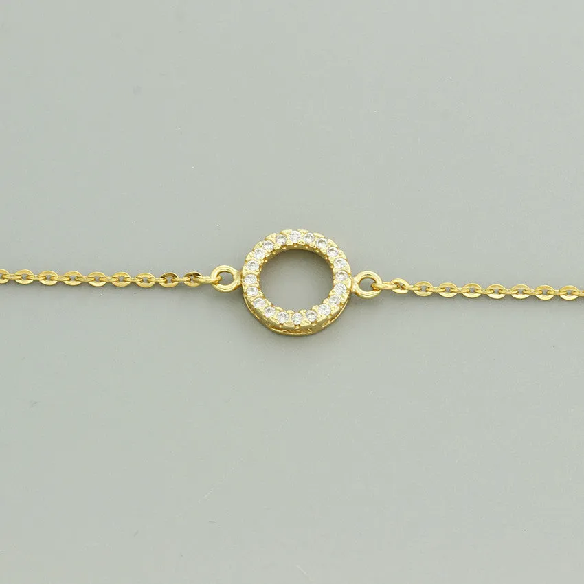 B016 paved circle eternity charm bracelet