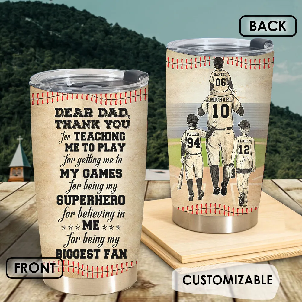 Baseball Dad And Child Thank You Personalized Tumbler Gift for Father