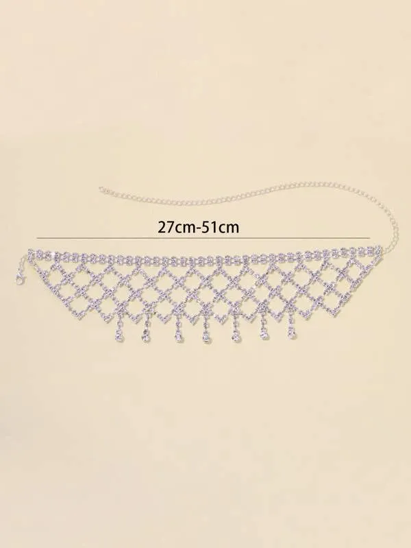 Beautiful Crystal Diamante  Silver Color Choker Necklace