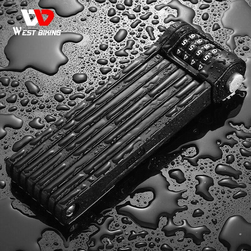 Bicycle Folding Chain Lock Anti Theft Combination Lock Heavy Duty Safety Motorcycle MTB Road Cycling Electric Lock