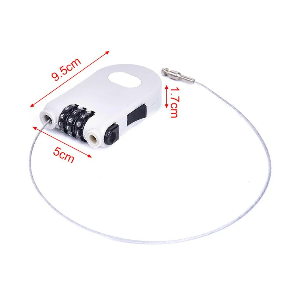 Bike Bag 3-Digits Steel Cable Safety Telescopic Rope Luggage Combination Lock Travel Accessories Motorcycle Helmet Lock Password