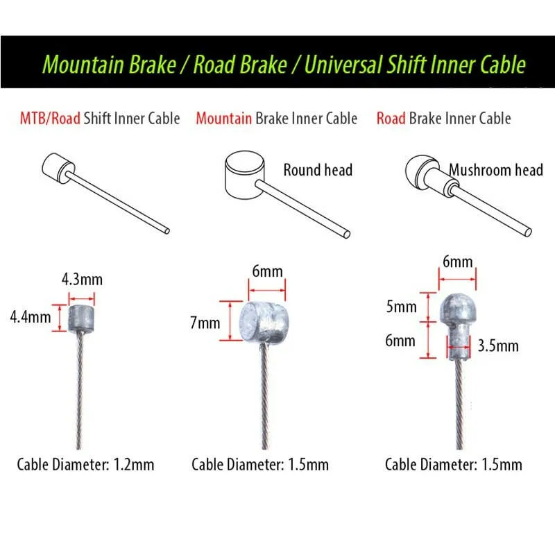 Bike Brake Inner Cable Line 5pc MTB Road Bike Cable Stainless Steel Front Rear Derailleur Shift Wire