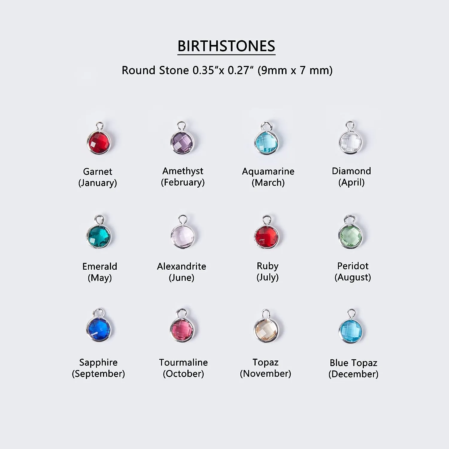 Birthstone Name Necklace Valentines Day Gifts for Kids Best Personalized Jewelry for Women Handmade Mom Gemstone Pendant Initial Anniversary Bridesmaid December Birthday -CN-BS-SH