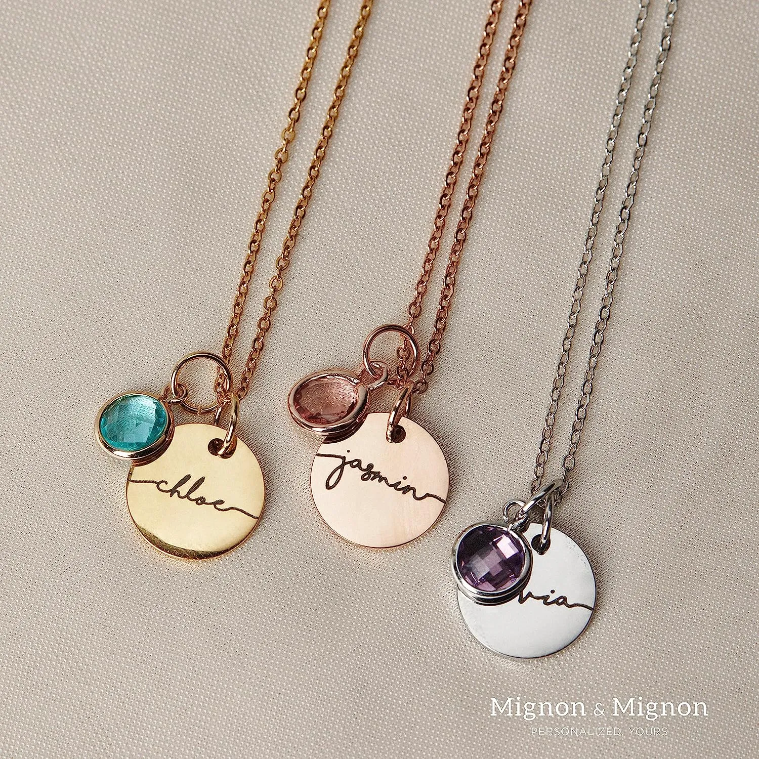 Birthstone Name Necklace Valentines Day Gifts for Kids Best Personalized Jewelry for Women Handmade Mom Gemstone Pendant Initial Anniversary Bridesmaid December Birthday -CN-BS-SH
