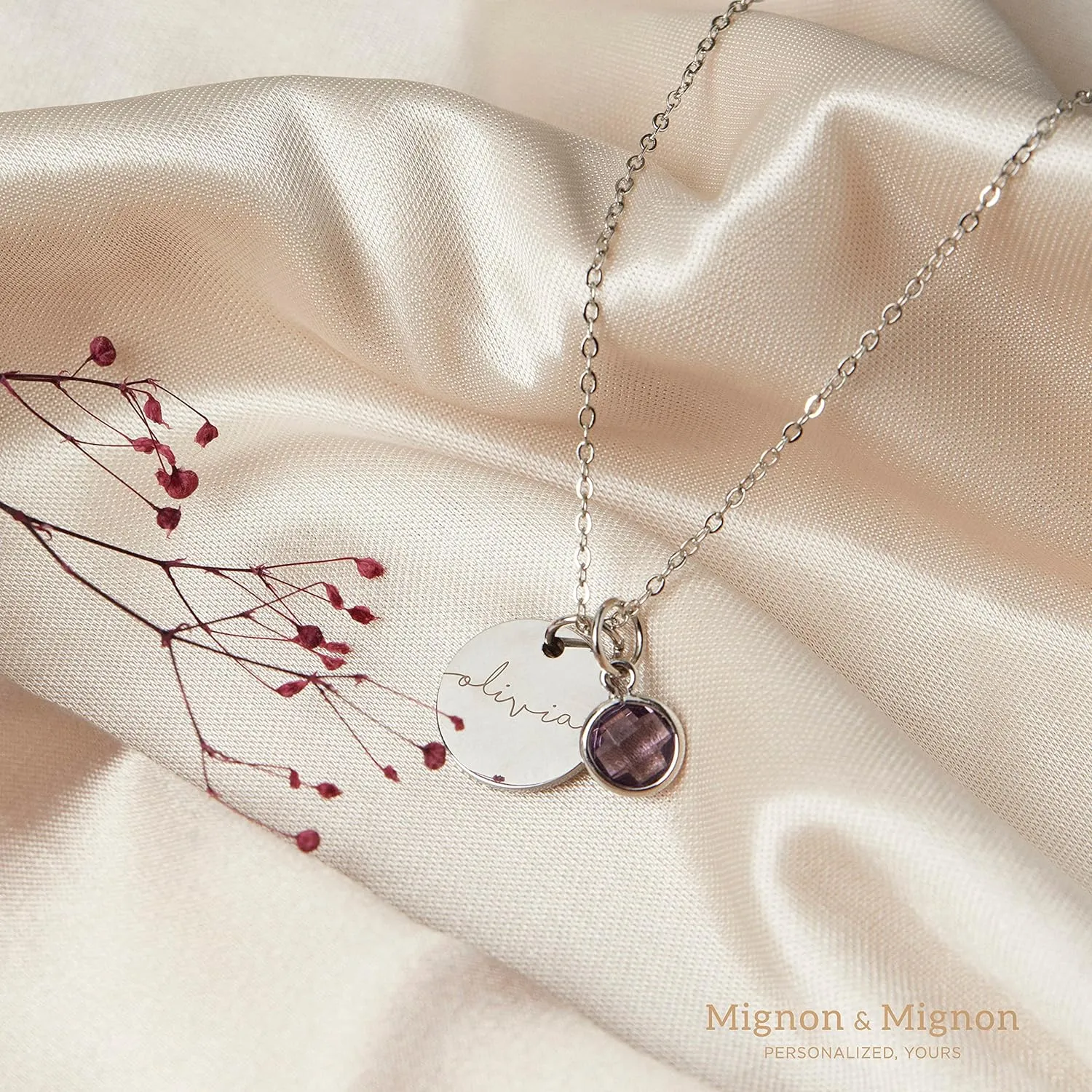 Birthstone Name Necklace Valentines Day Gifts for Kids Best Personalized Jewelry for Women Handmade Mom Gemstone Pendant Initial Anniversary Bridesmaid December Birthday -CN-BS-SH