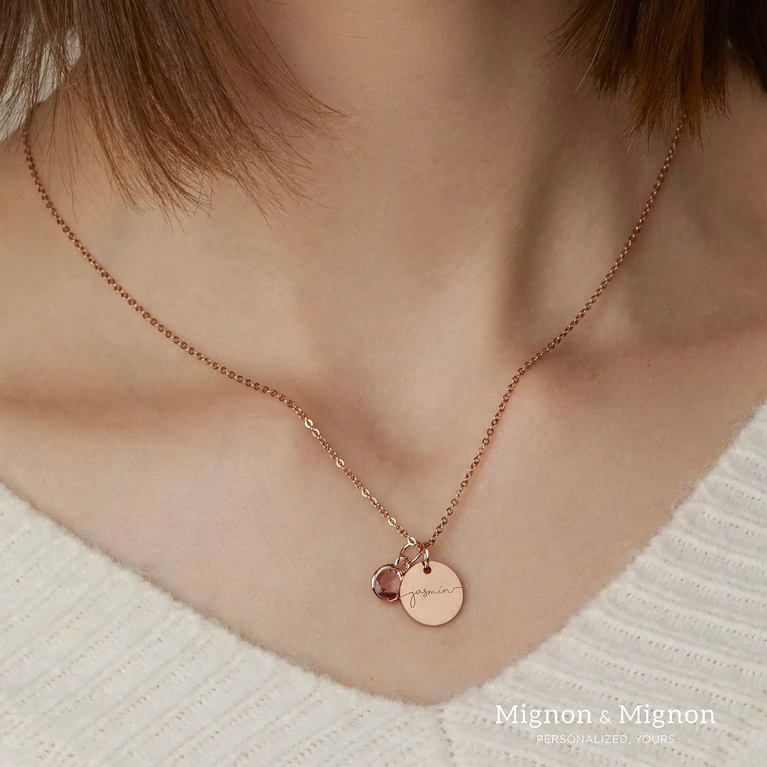 Birthstone Name Necklace Valentines Day Gifts for Kids Best Personalized Jewelry for Women Handmade Mom Gemstone Pendant Initial Anniversary Bridesmaid December Birthday -CN-BS-SH