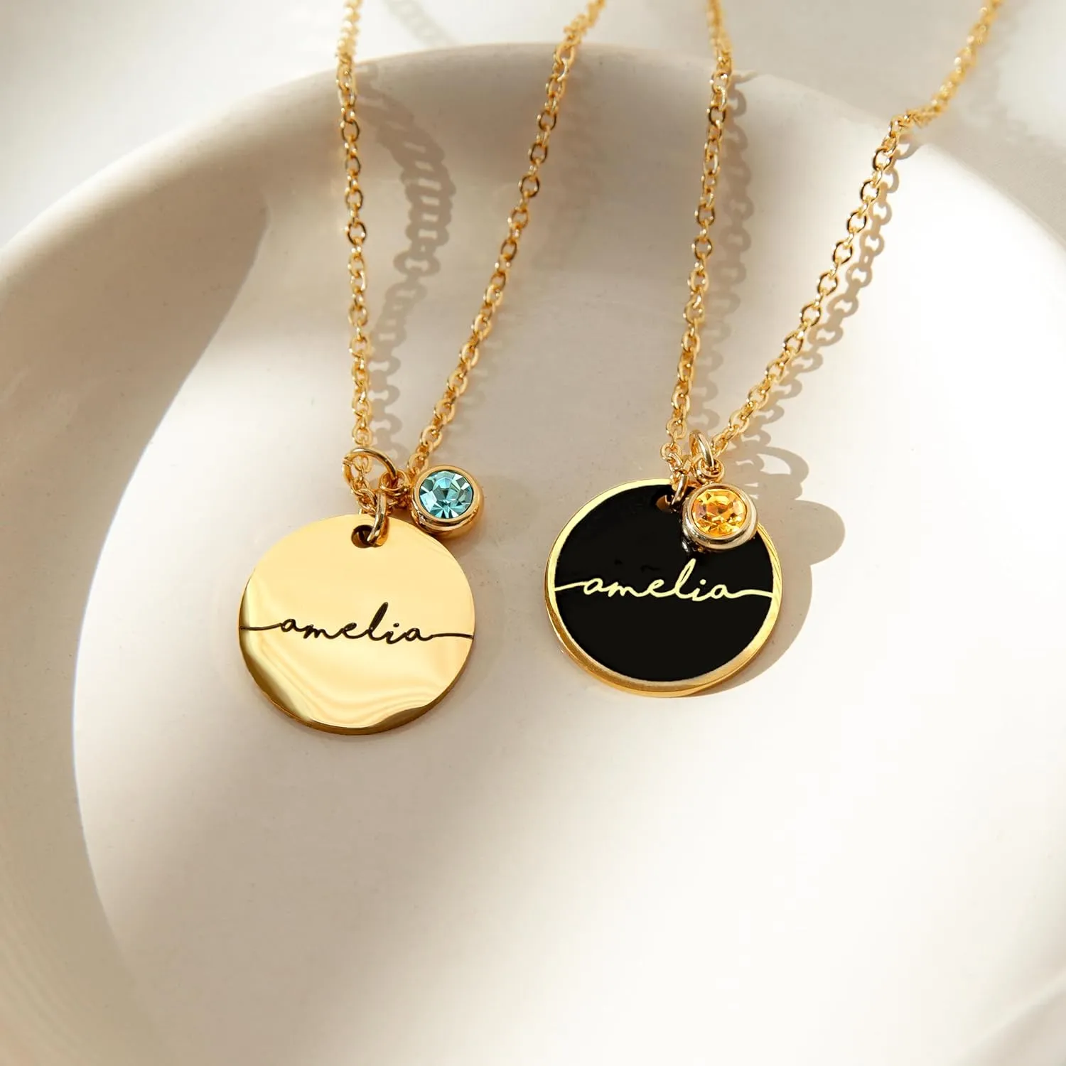 Birthstone Name Necklace Valentines Day Gifts for Kids Best Personalized Jewelry for Women Handmade Mom Gemstone Pendant Initial Anniversary Bridesmaid December Birthday -CN-BS-SH