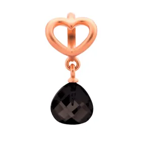 Black Heart Grip Drop Charm in Rose Gold Plated