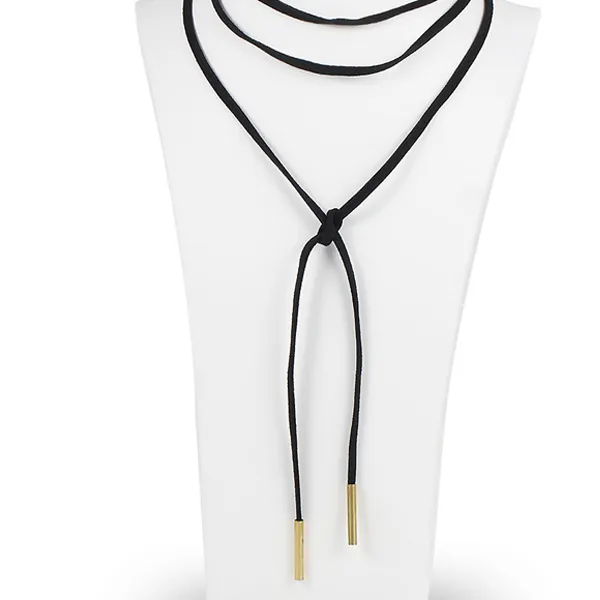 Black Thin Leather Strap Choker Necklace