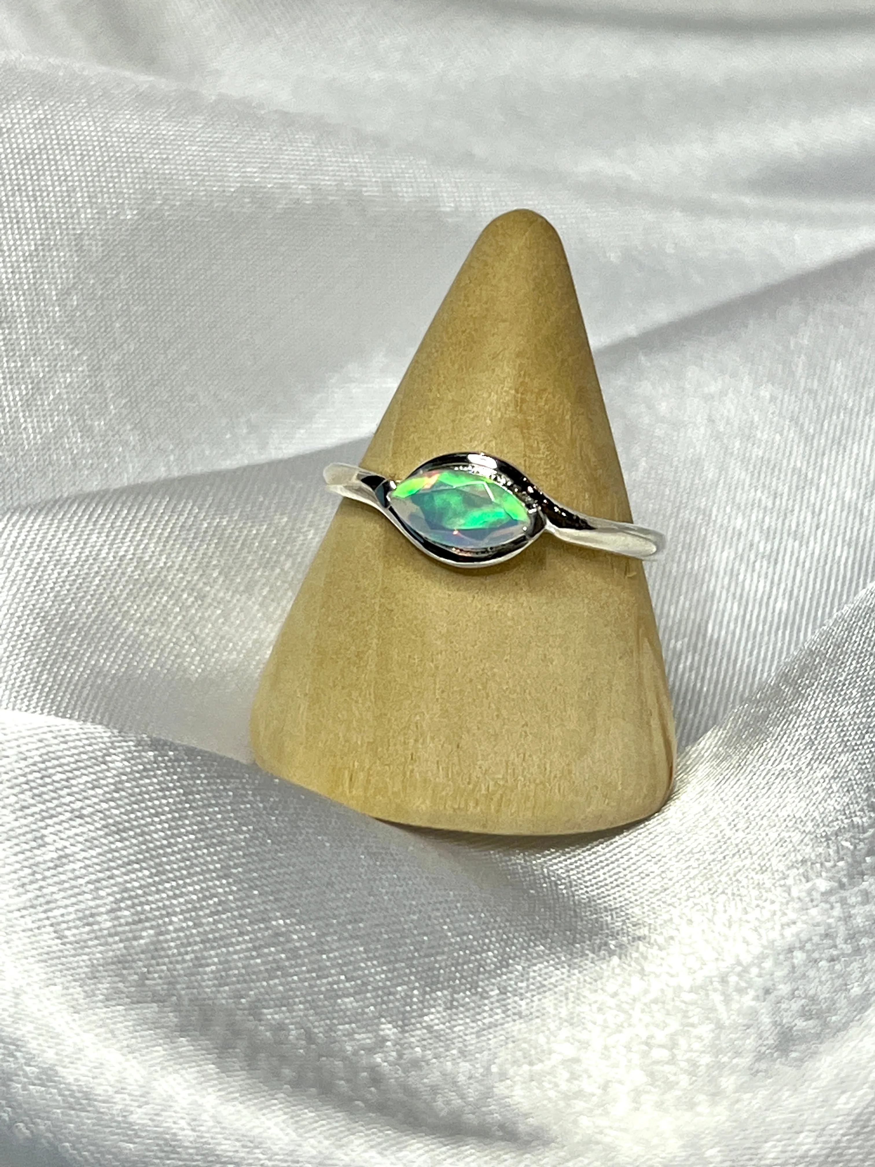 Brilliant Facet Cut Ethiopian Opal Ring
